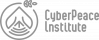 Logo des CyberPeace Institute mit einem stilisierten Blattmotiv aus Linien und Punkten sowie dem Namen der Organisation in Fettschrift auf der rechten Seite.