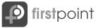 Logo for "firstpoint" with stylized lowercase letters and a geometric icon featuring a circle and intersecting lines inside a rounded square to the left of the text.