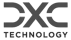 Vertical logo of DXC Technology in purple and black.